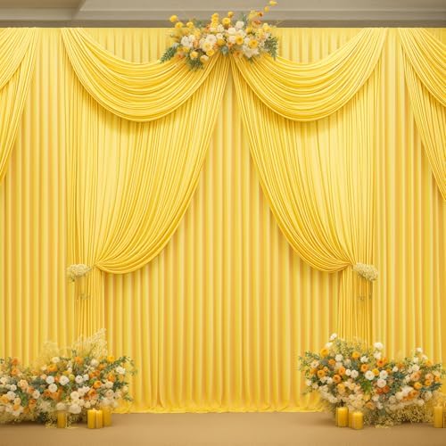 40x10FT Yellow Backdrop Curtains for Wedding Parties, Wrinkle Free Polyester Photography Backdrop Drapes for, alternate view