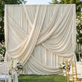40x12 ft Beige Backdrop Curtains for Weddings Parties, Birthdays and Photos in 40x12 ft