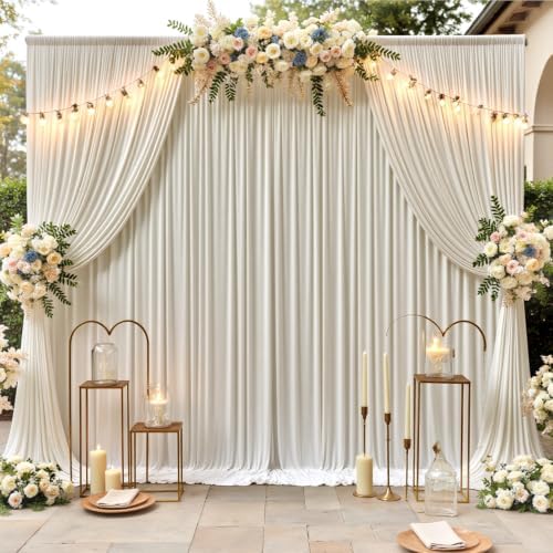 40x12 ft Beige Backdrop Curtains for Weddings Parties, Birthdays and Photos in 40x12 ft, alternate view 3