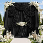 40x12 ft Black Backdrop Curtains for Wedding, Halloween Party in 40FT(W) x 12FT(H) in Black