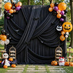 40x12 ft Black Backdrop Curtains for Weddings Party, Birthdays, Halloween in 40x12 ft