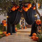 40x12 ft Black Backdrop Curtains for Weddings Party, Birthdays, Halloween in 40x12 ft, alternate view 2