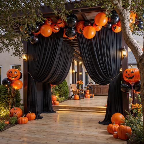 40x12 ft Black Backdrop Curtains for Weddings Party, Birthdays, Halloween in 40x12 ft, alternate view 2