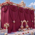 40x12ft Burgundy Backdrop Curtains for Parties Wrinkle Free Fabric Backdrop Curtain Birthday Photo Drapes, alternate view 3