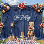 40x12ft Navy Blue Backdrop Curtains for Parties Wrinkle Free Fabric Backdrop Curtain Birthday Photo Drapes, alternate view 3