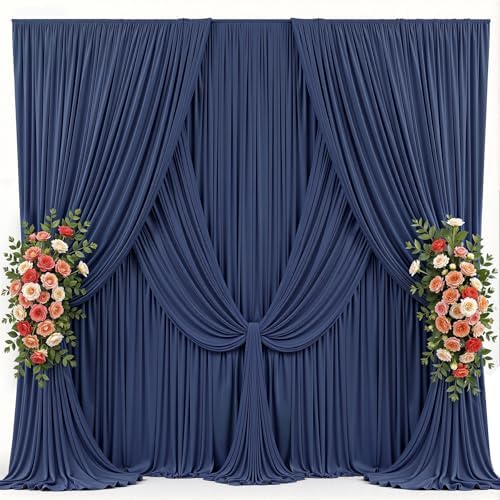 40x12ft Navy Blue Backdrop Curtains for Parties Wrinkle Free Fabric Backdrop Curtain Birthday Photo Drapes, alternate view 6