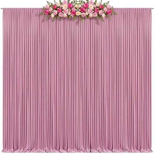 40x8ft Dusty Pink Backdrop Curtain for Baby Shower Parties Rose Pink Wrinkle Free Fabric Backdrop Curtain, alternate view 6