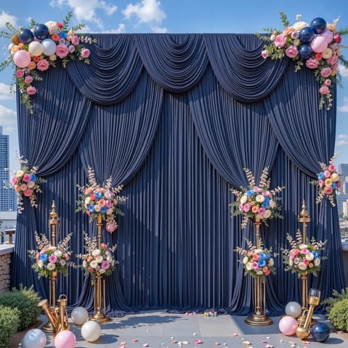 40x8ft Navy Blue Backdrop Curtain for Parties Wrinkle Free Fabric Backdrop Curtain Birthday Party Photo Backdrop, alternate