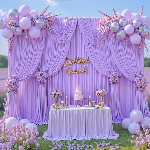 40x8ft Purple Backdrop Curtain for Parties Lavender Wrinkle Free Fabric Backdrop Curtain Wedding Photo Backdrop
