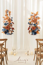 41inch Artificial Flowers 2pcs, Russet Orange Denim Blue in 30" long in Russet Orange & Denim Blue, alternate view 2