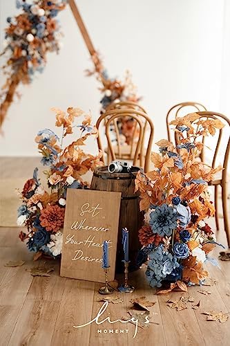 41inch Artificial Flowers 2pcs, Russet Orange Denim Blue in 30" long in Russet Orange & Denim Blue, alternate view 4