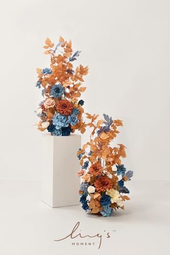41inch Artificial Flowers 2pcs, Russet Orange Denim Blue in 30" long in Russet Orange & Denim Blue, alternate view 5