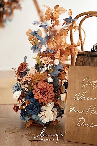 41inch Artificial Flowers 2pcs, Russet Orange Denim Blue in 30" long in Russet Orange & Denim Blue, alternate view 6