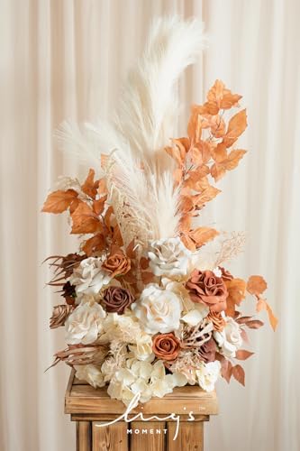 41inch Tall Standing Artificial Flowers 2pcs, Rust & Sepia in Or-rust & Sepia, alternate view 2