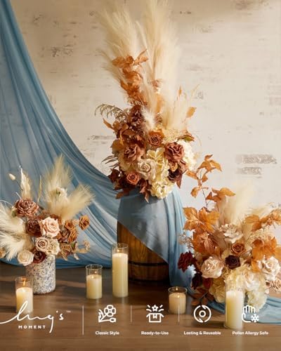 41inch Tall Standing Artificial Flowers 2pcs, Rust & Sepia in Or-rust & Sepia, alternate view 4