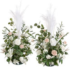 41inch Tall Standing Artificial Flowers 2pcs, White & Sage in 41" tall in Wht-white & Sage