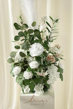 41inch Tall Standing Artificial Flowers 2pcs, White & Sage in 41" tall in Wht-white & Sage, alternate view 3