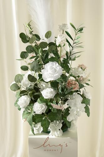 41inch Tall Standing Artificial Flowers 2pcs, White & Sage in 41" tall in Wht-white & Sage, alternate view 3