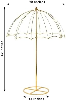 42" Gold Metal Round Umbrella Flower Stand Floral Frame Wedding Reception Party Home Centerpieces Decorations, alternate view