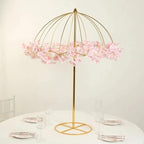 42" Gold Metal Round Umbrella Flower Stand Floral Frame Wedding Reception Party Home Centerpieces Decorations, alternate view