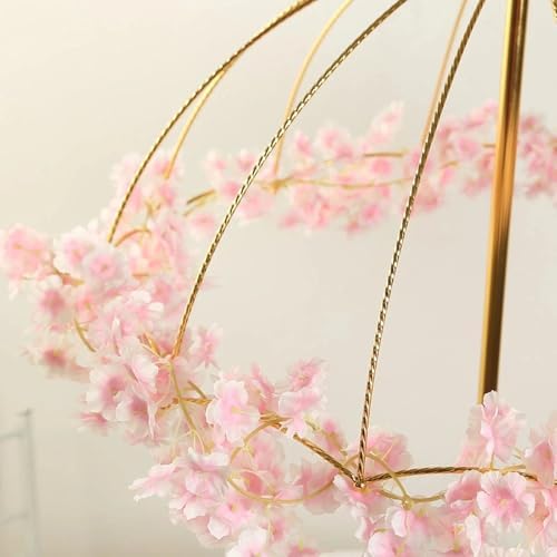 42" Gold Metal Round Umbrella Flower Stand Floral Frame Wedding Reception Party Home Centerpieces Decorations, alternate view