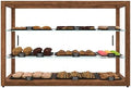 42 in. Horizontal Dark Wood Countertop Dry Bakery Display Case, Large Bread, Pastry and Dessert Display with