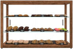42 in. Horizontal Dark Wood Countertop Dry Bakery Display Case, Large Bread, Pastry and Dessert Display with