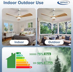 42-Inch Ceiling Fan with Light: Wood 3 Blade Outdoor Fans for Patios - Dimmable Indoor Ceiling Fan with Remote, alternate