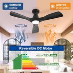 42-Inch Ceiling Fans with Lights: Black 3 Blade Flush Mount Low Profile Ceiling Fan for Bedroom - Dimmable, alternate view 2