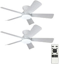 42-Inch Ceiling Fans with Lights: Flush Mount Ceiling Fan with Remote Control Indoor/Outdoor - White 5 Blade Low