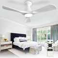 42-Inch Ceiling Fans with Lights: White 3 Blade Flush Mount Low Profile Ceiling Fan for Bedroom - Dimmable