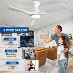 42-Inch Ceiling Fans with Lights: White 3 Blade Flush Mount Low Profile Ceiling Fan for Bedroom - Dimmable, alternate view 3