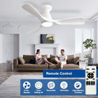 42-Inch Ceiling Fans with Lights: White 3 Blade Flush Mount Low Profile Ceiling Fan for Bedroom - Dimmable, alternate view 4