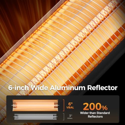 42 Inch Electric Patio Heater, 1500W Remote, 24H Timer, alternate view 2