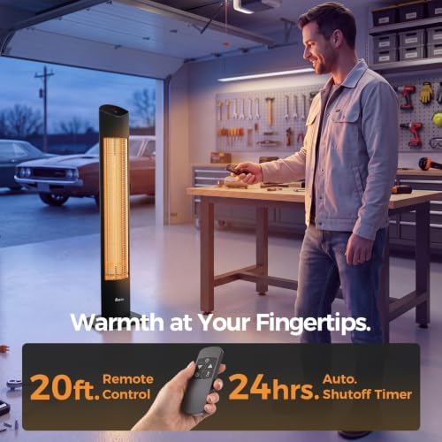 42 Inch Electric Patio Heater, 1500W Remote, 24H Timer, alternate view 5