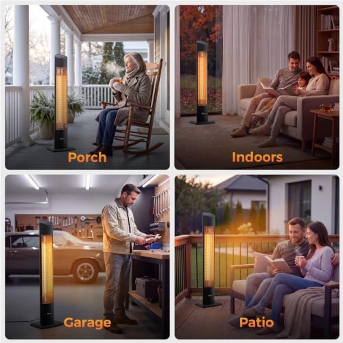 42 Inch Electric Patio Heater, 1500W Remote, 24H Timer, alternate view 7