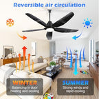 42 Inch Outdoor Ceiling Fan with Light, Waterproof Plug in Gazebo Fan, 5 Blades, Remote Control, 6-Speed, alternate view 3