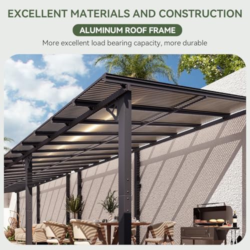 42’x10’ Gazebo with Aluminum Frame & Polycarbonate Panel, Black in Black, alternate view 5