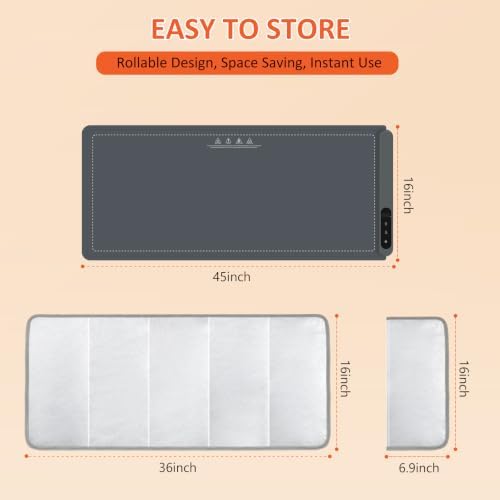 42"x12" Warming Mat for Food, Large Food Warmer Mats for Countertop Gray+Pad, alternate view 2