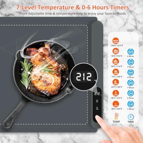 42"x12" Warming Mat for Food, Large Food Warmer Mats for Countertop Gray+Pad, alternate view 3