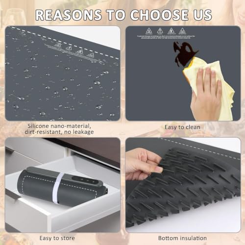 42"x12" Warming Mat for Food, Large Food Warmer Mats for Countertop Gray+Pad, alternate view 5