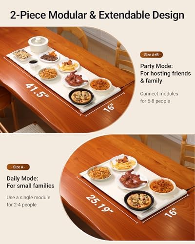 42"x16" Warming Mat for Food Extra Large, Extendable Food Warming Mat, Electric Warming Tray for Buffets Party, alternate