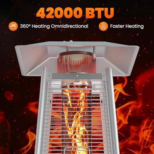 42000 BTU Pyramid Patio Heater, Portable Outdoor Heater with Wheels, alternate view 4