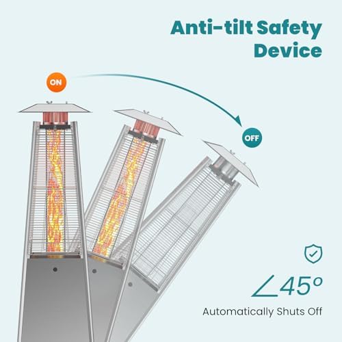 42000 BTU Pyramid Patio Heater, Portable Outdoor Heater with Wheels, alternate view 5