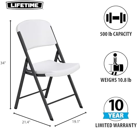 42804 Commercial Grade Folding Chair, 4 Pack, White Granite, alternate view 3