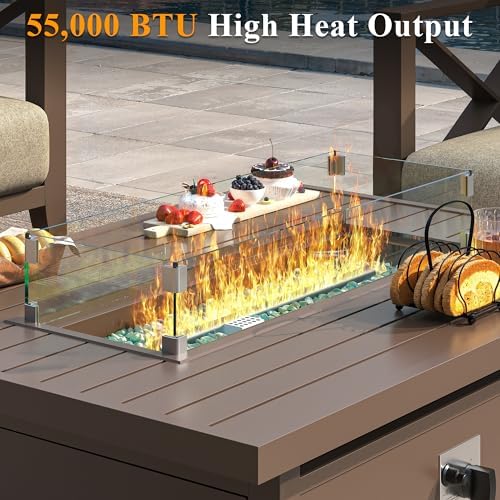 43" Aluminum Propane Fire Pit Table with Wind Guard & Lid, alternate view 4