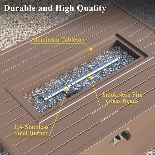 43" Aluminum Propane Fire Pit Table with Wind Guard & Lid, alternate view 5