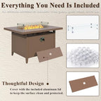 43" Aluminum Propane Fire Pit Table with Wind Guard & Lid, alternate view 7