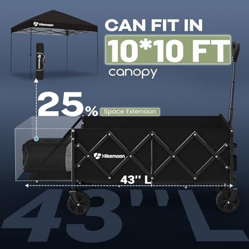 43'' Extra Long Folding Wagon with Extended Tailgate, Black in Black, alternate view 4