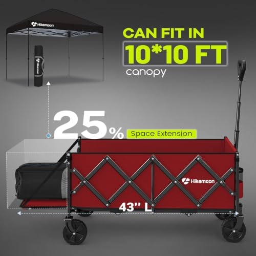 43'' Extra Long Folding Wagon with Extended Tailgate, Red in Red, alternate view 4
